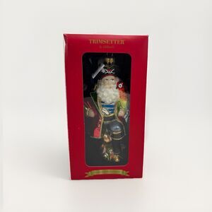 Trimsetter Dillards Pirate Santa Claus Glass Christmas Ornament Parrot Tree